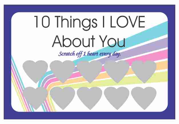 10 Things I love About You Scratch Off Cards